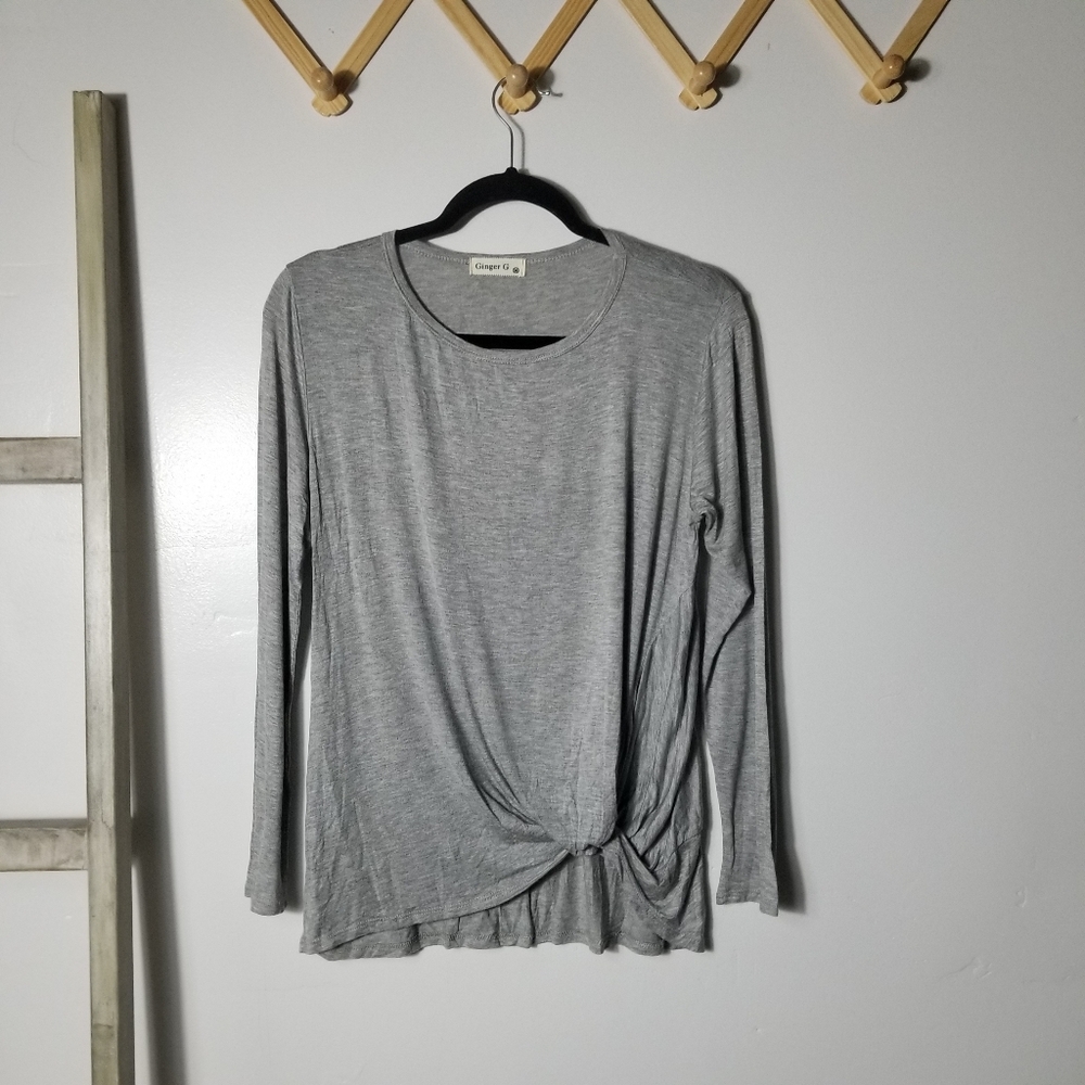 NWOT GINGER G WOMEN'S GRAY LONG SLEEVE BLOUSE SIZE MEDIUM